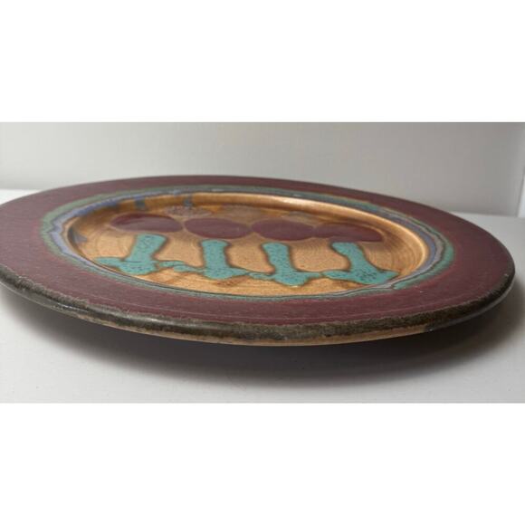 D. Lasser Ceramics Signed Yellow/Red Tulip Green Stems Pottery Large Platter 16” - Picture 10 of 11